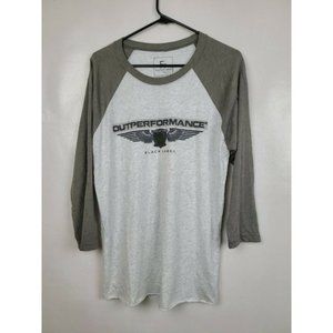 Frog Performance Mens Gray Taupe Graphic 3/4 Sleeve Raglan T-Shirt Size Large